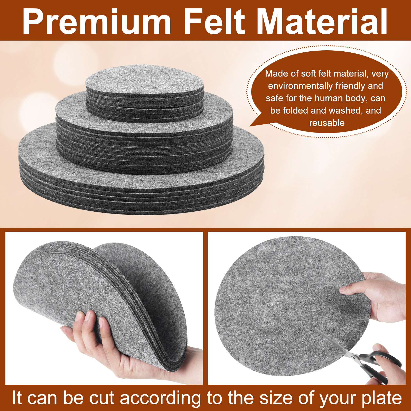 84/144 Pcs Felt Plate Dividers Felt Protectors for Porcelain Plate Cookware Storage Foldable Plate Protectors Dish Separators