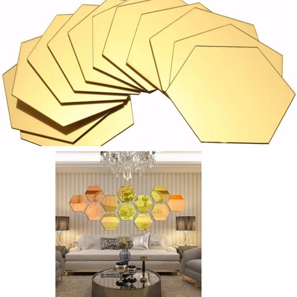 12 ks/sada 3d zrkadlové nálepky na stenu home decor šesťuholník akrylová zrkadlová nálepka vlastná nástenná maľba odnímateľná izbová nálepka umelecká ozdoba pre domácnosť
