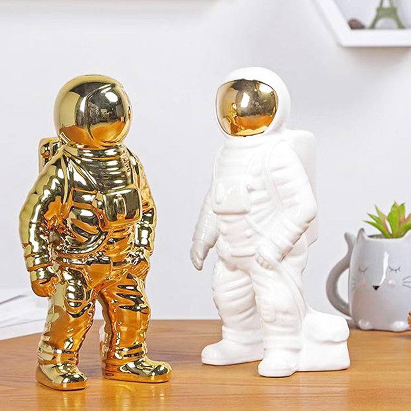 florero de cerámica escultura astronauta robot cohete hombre espacial estatua cosmonógrafo decoración del hogar para decoración de mesa artesanal