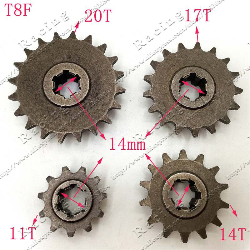 Tandhjul til forreste gearkasse  t8f 11 14 17 20t 20 tandhjul til 47cc 49cc minimoto mini snavs pitcykel knallert
