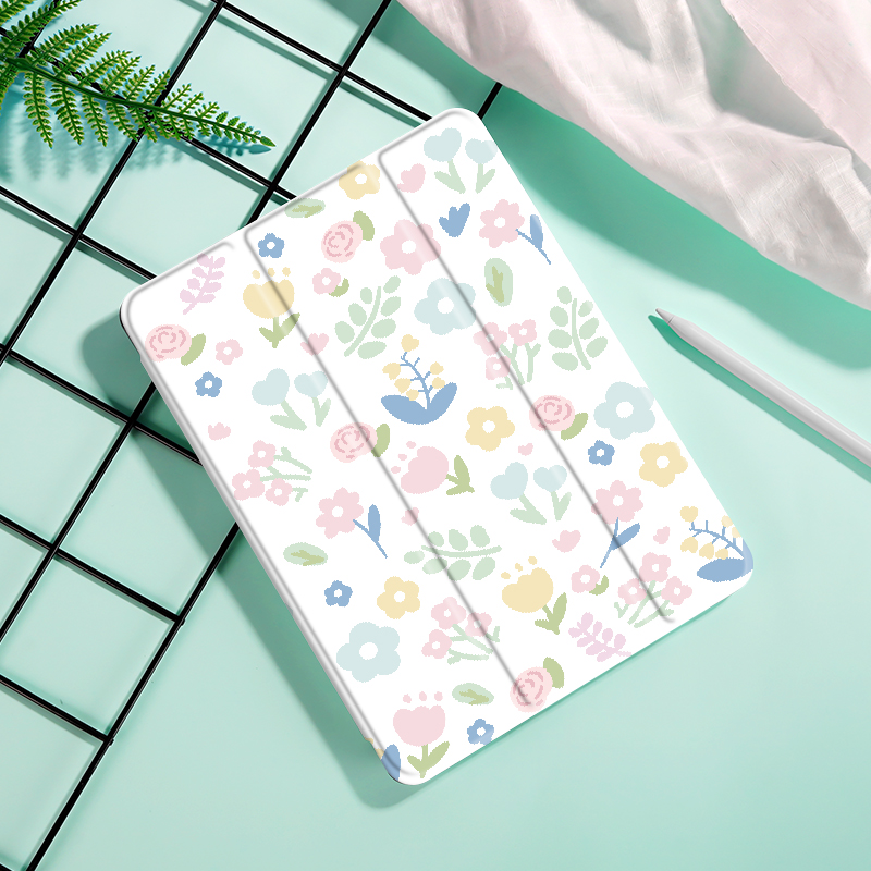 Bloemen Case Voor Ipad 9e/8e/7e Generatie 10.2 Inch Case, Voor Mini 4/5/6 Cover, Met Potlood Houder, Auto Wake/Slaap Cover