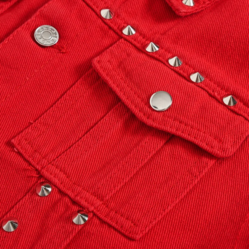 SHIFUREN homme gilet en jean Style Punk Rock Rivet Cowboy rouge jean gilet simple boutonnage homme moto veste sans manches