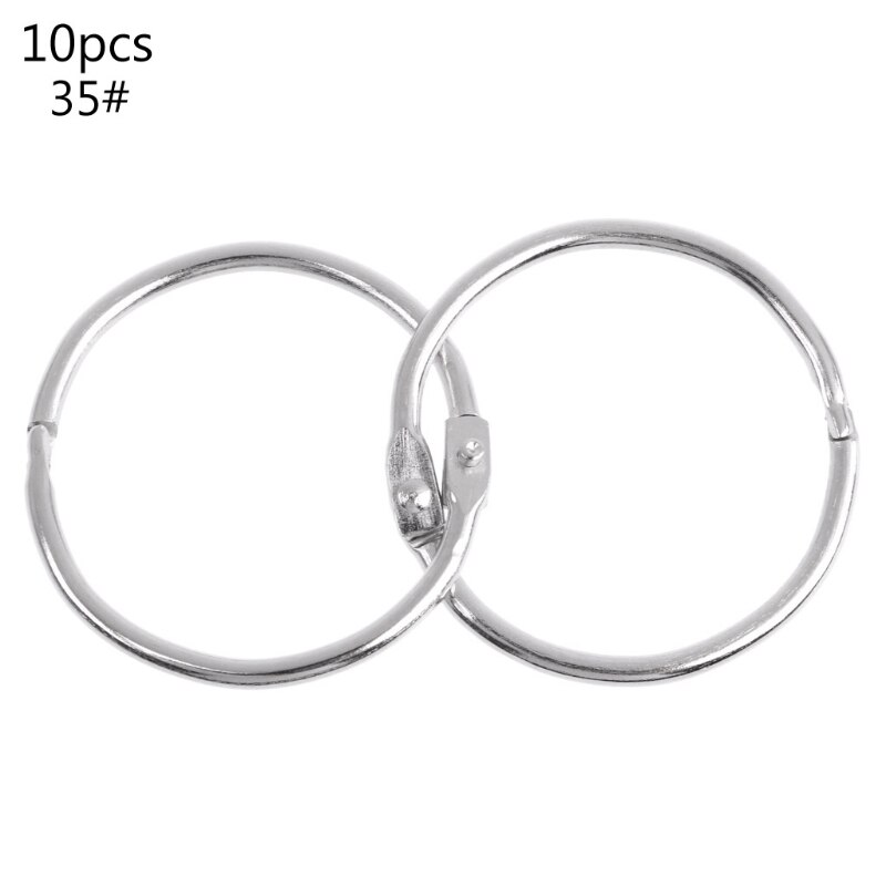 10pcs Metal Binder Ring Loose Leaf Book Binder Hoop Ring Multifunctional Keychain Circle Book Binder Hoop Office Binding Supply: 30-35mm
