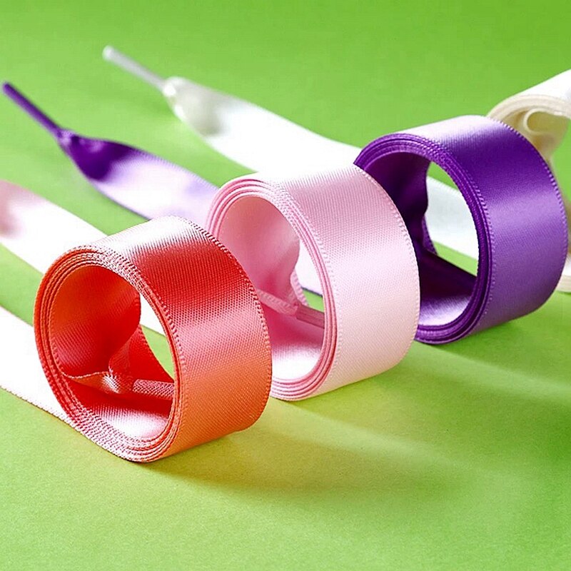 1 paar 2 CM Breite Satin- Schnürsenkel Flache Turnschuhe Schnürsenkel Seide Bänder Schnürsenkel 80CM 100CM 120CM 20 farben Schuh spitze S1