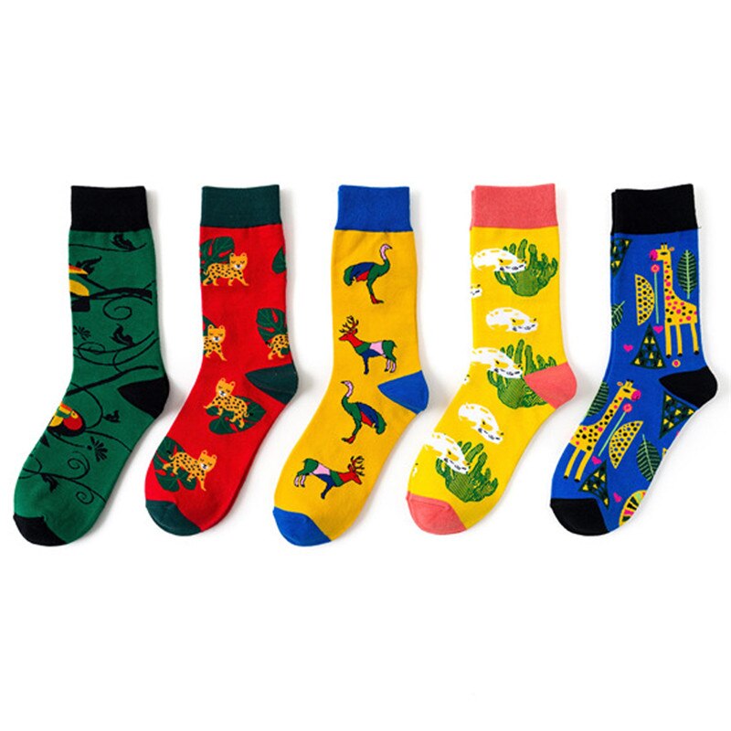 Heren dames unisex casual katoen print middenkousen sportsokken voor fietsen winter  #2 g 29