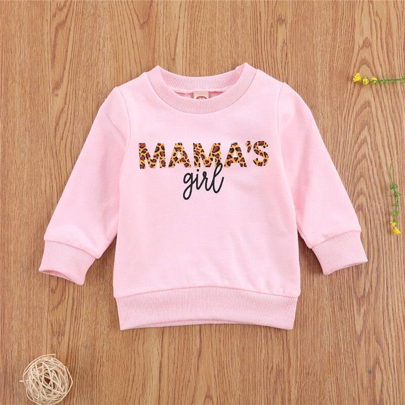 Herfst Baby Baby Meisjes Sweatshirts Brief Luipaard Print Lange Mouwen Trui Katoenen Tops Lente Outfits Voor Dailywear: Roze / 6m