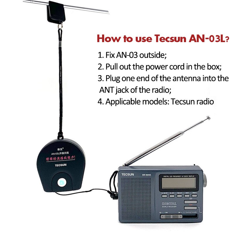 Tecsun AN05/AN03 Externe Antenne Geschikt Met Alle Tecsun Radio Ontvanger Antenne PL-660 PL-380 PL-310ET PL-330 Verbeteren Sw Band