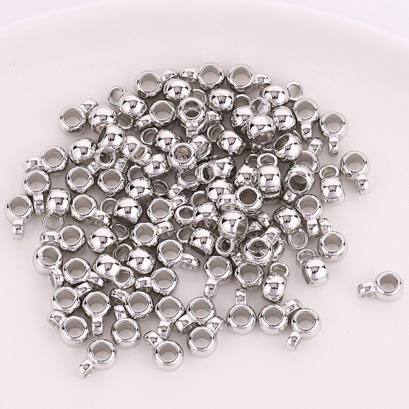 100 stk/parti ccb perler med stort hul 6mm afstandsperler med ringlås til fremstilling af gør-det-selv smykker armbånd halskæde vedhæng charmestik: Rhodium