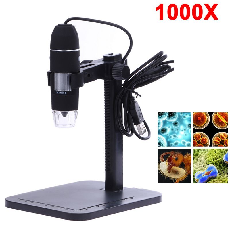 USB Digital Microscope 8 LED 2M1000X Electronic Microscope Endoscope Zoom Camera Magnifier+ Lift Stand