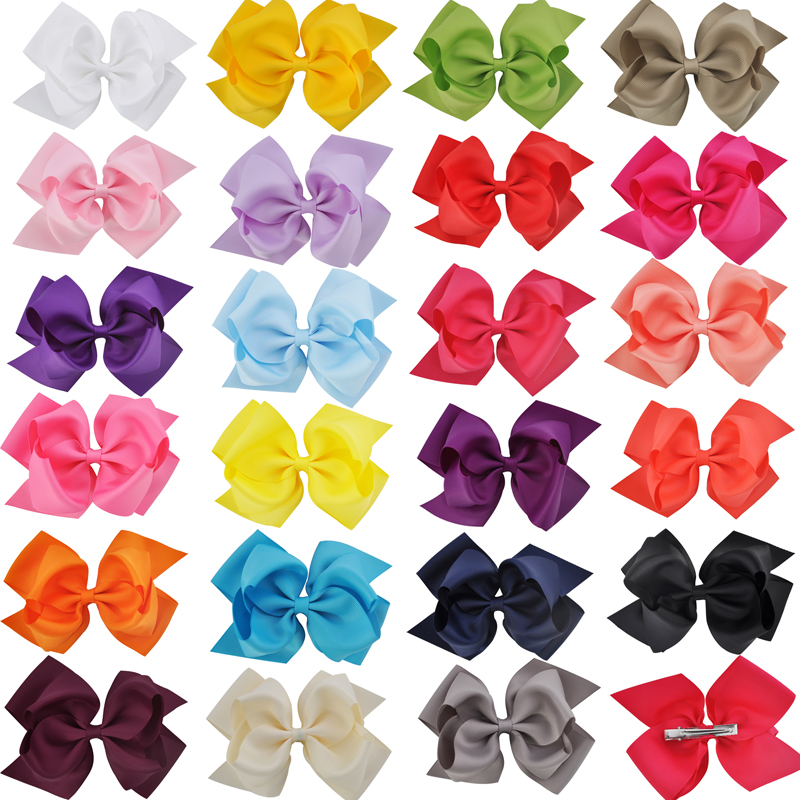1 lazo de 6 pulgadas de doble capa, cinta de grogrén sólida, lazo para el pelo para niñas, pinzas para el pelo, accesorios para el cabello, horquillas para baile