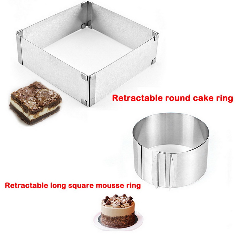 Einstellbare Mousse Ring 3D Runde & Platz Kuchen bilden Edelstahl Backform Küche Nachtisch Zubehör Kuchen Dekorieren Werkzeug