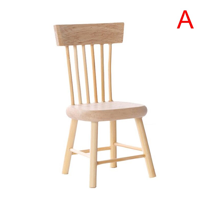 1/12 miniature dukkehus møbler træ spisebord stol simulation legetøj: -en