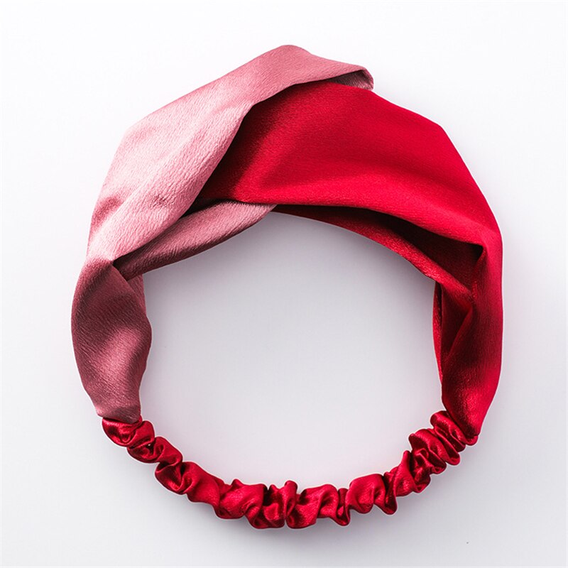 Mode Vrouwen Faux Zijde Effen Haarband Eenvoudige Elastische Haarband Retro Cross Hoofdbanden Bandana Satijn Haar Touw Haaraccessoires