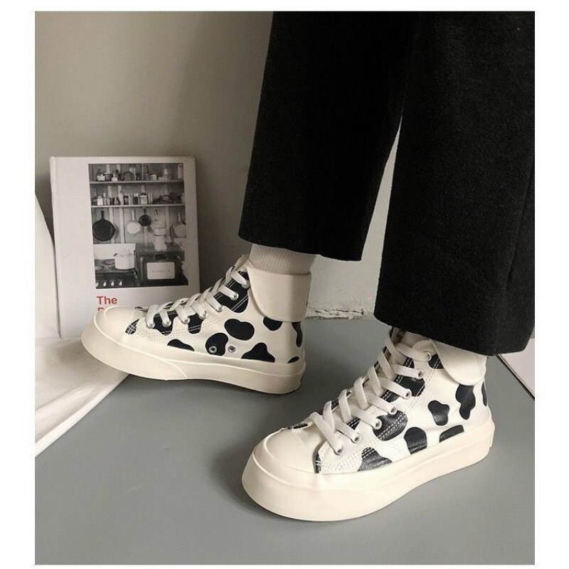 Women's Sneakers Cute Platform Shoes Cow Girls Kawaii Casual Vulcanize Undefined Japanese Vintage Boots Female