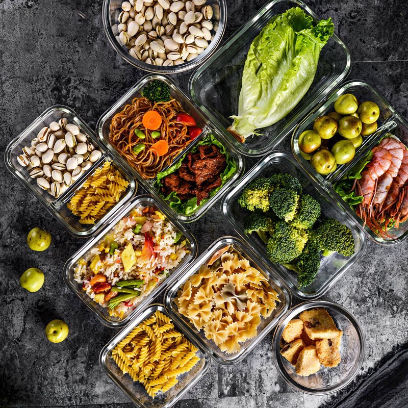 Glass Food Storage Container Bento Lunch Box Storage Box Food Storage Microwave Refrigerator Safety 100% Airtight Leakproof