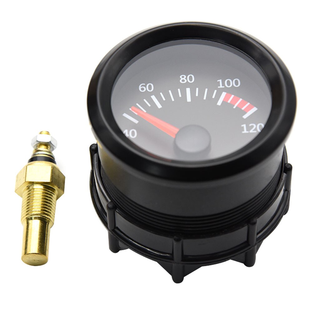 52Mm Zwart Shell Auto Motor Water Temperatuurmeter 40-120C Water Temperatuurmeter Met M10 Water Temp Sensor Celsius Temp meter: Gauge