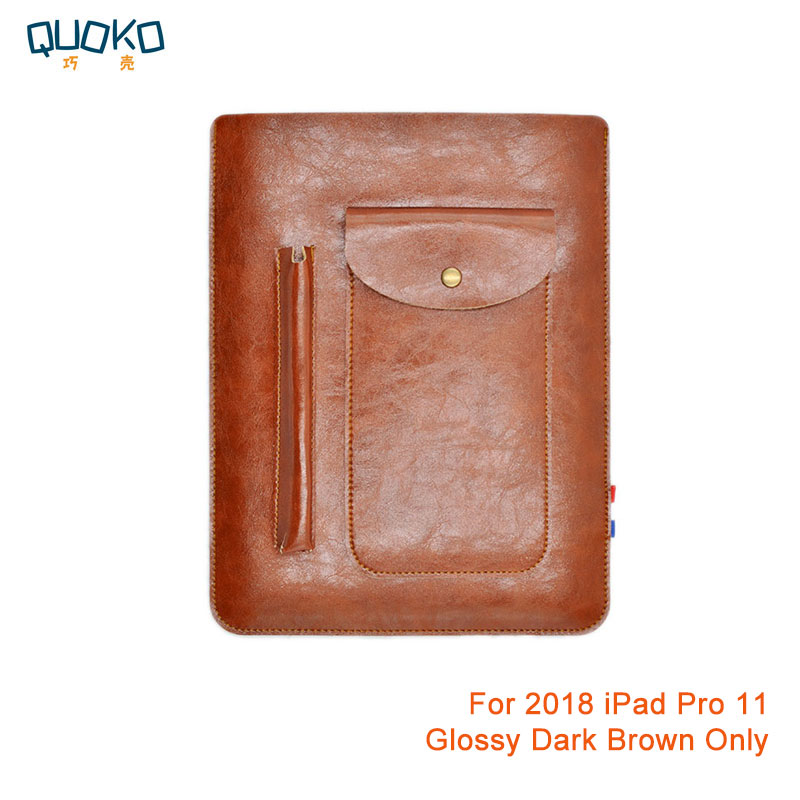Multi-function ultra-thin super slim sleeve pouch cover,microfiber leather tablet sleeve case for iPad Pro 11 inch: Glossy D-Brown Only