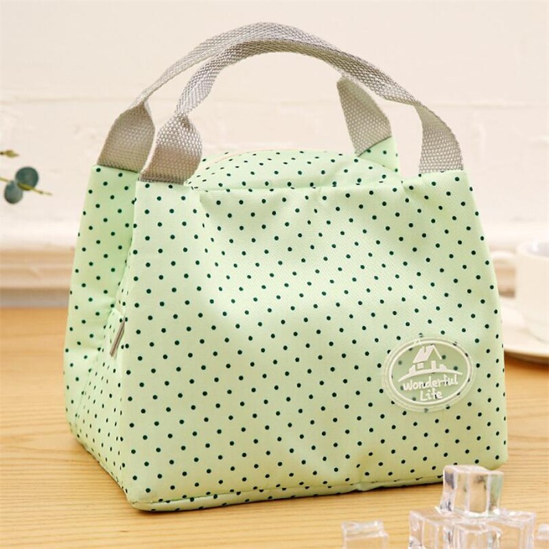 Portable Lunch Bag Thermal Insulated Lunch Box Tote Cooler Bag Bento Pouch Lunch Container School Food Storage Bags: green 3