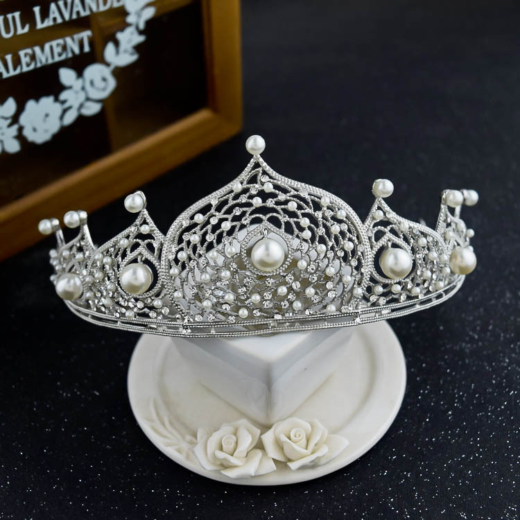 alloy wedding bride crown baroque Miss World with Pearl Headwear Wedding Accessories