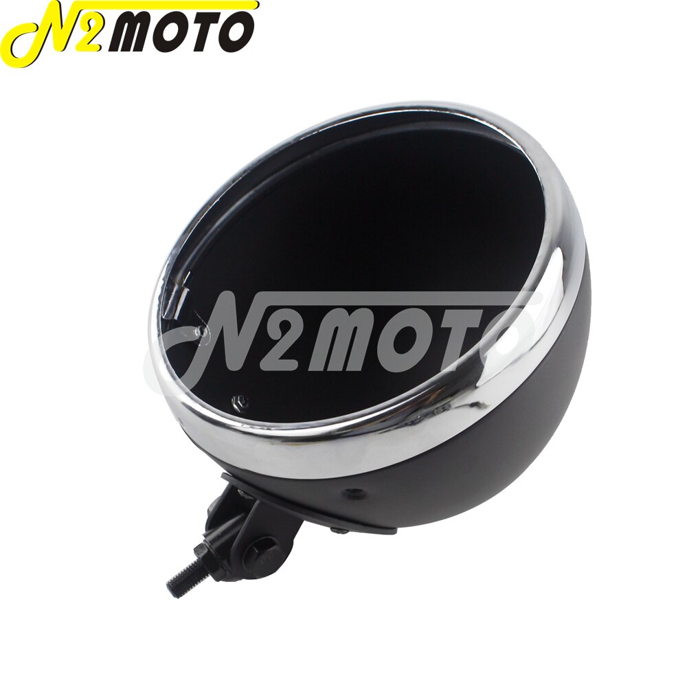 7 "Motorfiets Led Koplamp Schelpen Lamp Led Licht Behuizing Voor Kawasaki Honda Yamaha Harley Chopper Bobber Cafe Racer Custom: Matte Black Chrome
