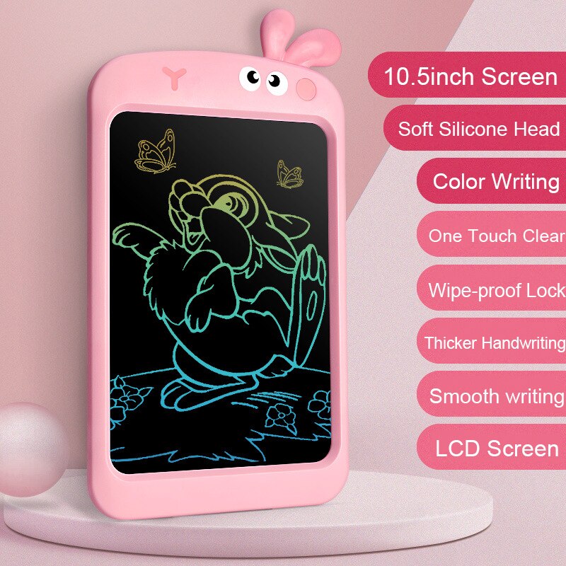 10.5inch Electronic Digital Graphic Drawing Tablets LCD Screen Writing Tablet Handwriting Pad Drawing Board Tablet For Drawing: Pink Colorful