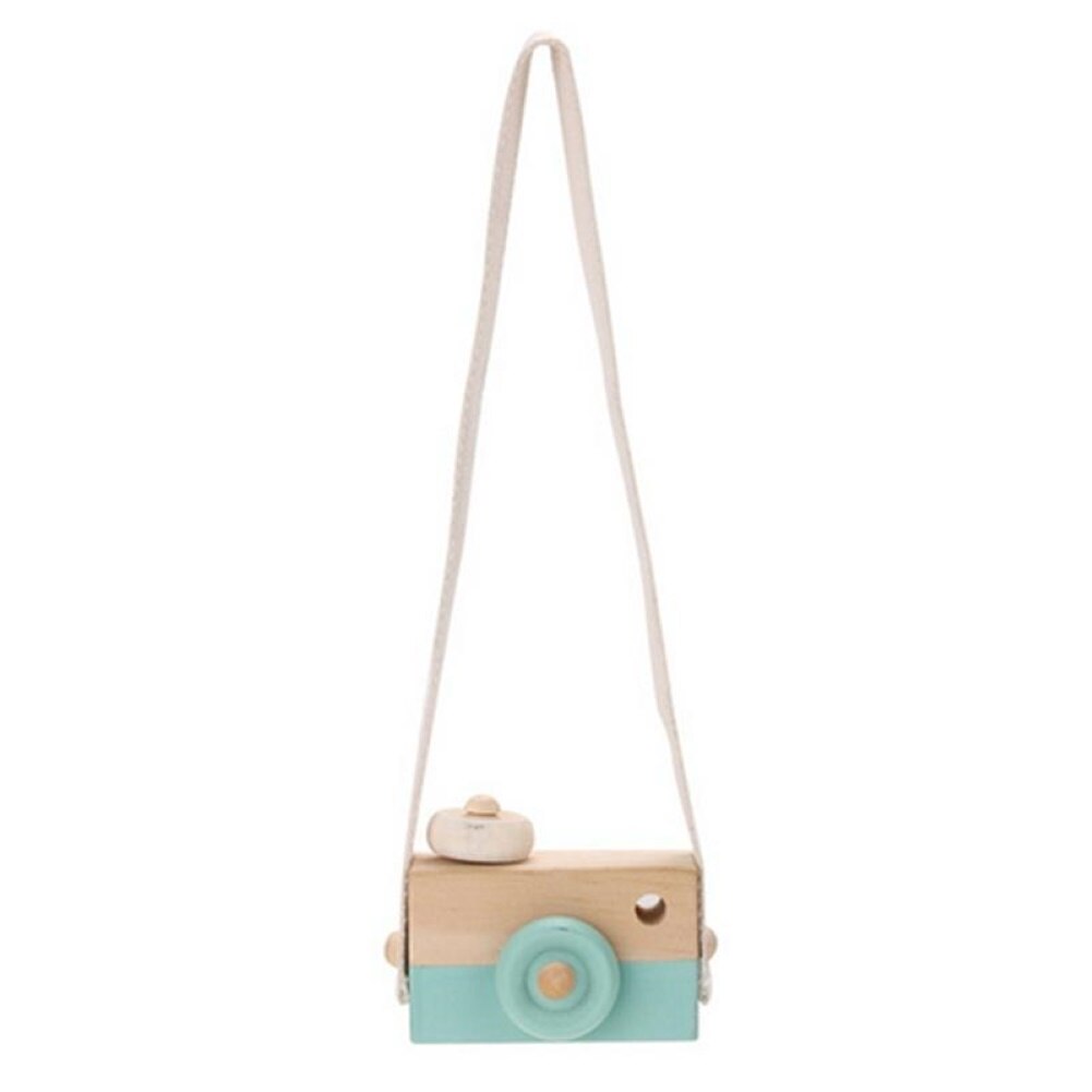 Wooden Camera Pendant Neck Hanging Kids Children Play Toy Room Decoration Exquisite Photographer plays props for kids: Green  