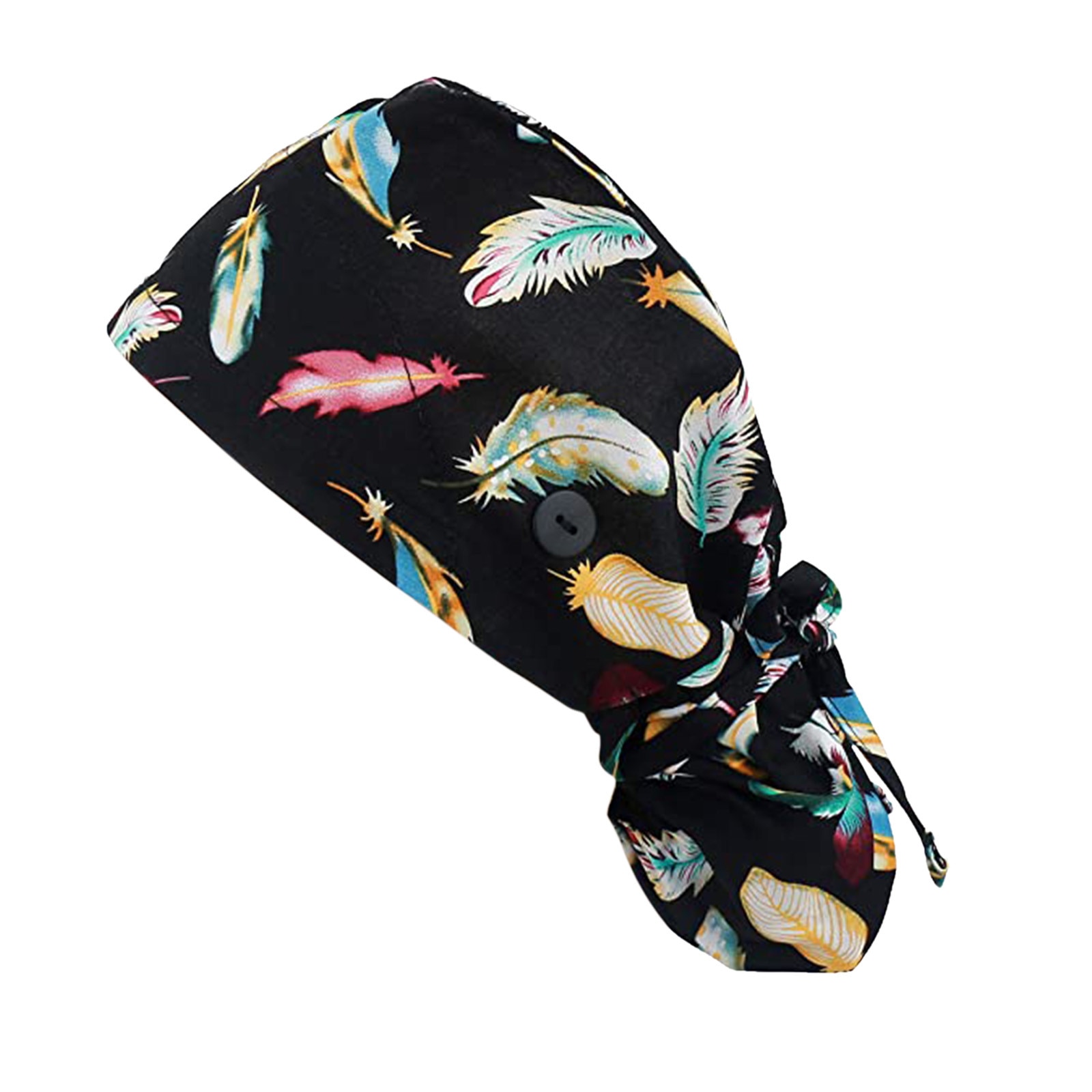 Unisex Cotton Printed Operating Room Hat Scrub Cap With Buttons Bouffant Hat With Sweatband For Womens And Mens Doctor Nurse Cap