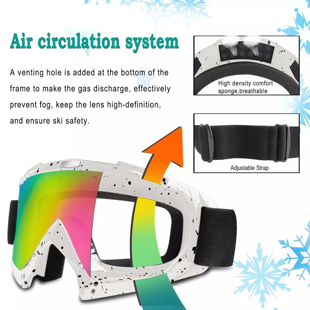 Lunettes de ski d'hiver et snowboard double couches UV pour femme et homme, en forme de masque, protection coupe-vent et anti-buée, D30,