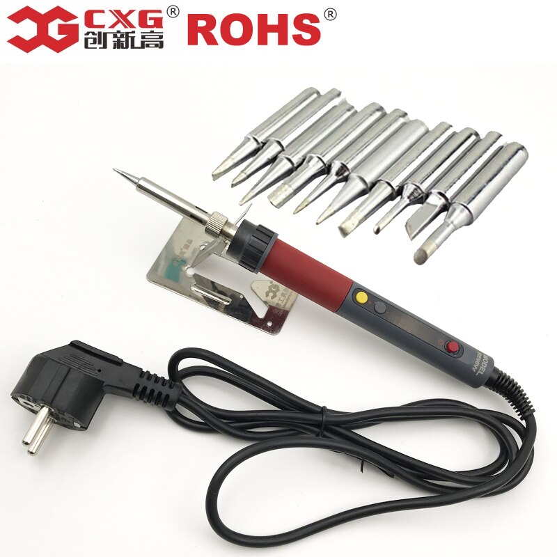 CXG ROHS Re60w/90w/110w LCD Temperature Digital LED Adjustable Electric Soldering Iron Solder Tips EU Plug +10pcs: 110V / 90W