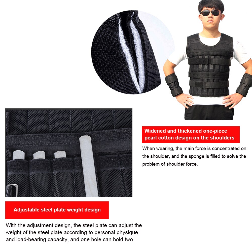 Chaleco deportivo con agujeros para entrenamiento de boxeo, chaleco transpirable y ajustable a prueba de golpes con carga de 15-35kg