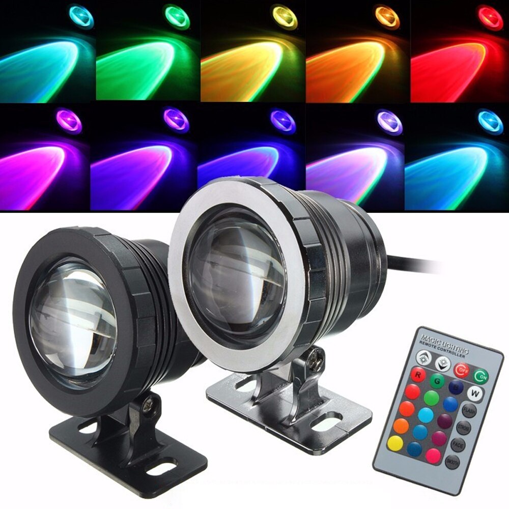 Waterproof LED Pool Light 16 Colors 10W LED Underwater Flood Light RGB LED Waterproof Outdoor Fountain Pool Fish Tank Lighting