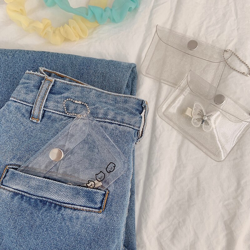 Myntplånböcker solid transparent liten kreditkortshållare pvc enkel unisex avslappnad multifunktion chic trendig nyckelplånbok vattentät