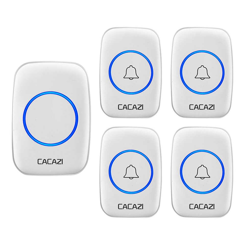 CACAZI wodoodporny bezprzewodowy dzwonek robić drzwi 300M zdalna bateria guzikowa dzwonek robić domu dzwonek nas EU UK wtyczka odbiornik bezprzewodowy dzwonek: 4 button 1 receiver / UK