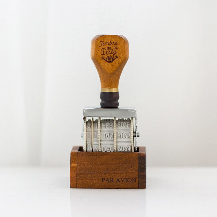 Vintage dato stempel tre gjør-det-selv-stempler zakka stil rulleforsegling justerbar tid dagbok gjør-det-selv lærer lærer dekorasjonsmateriale: B