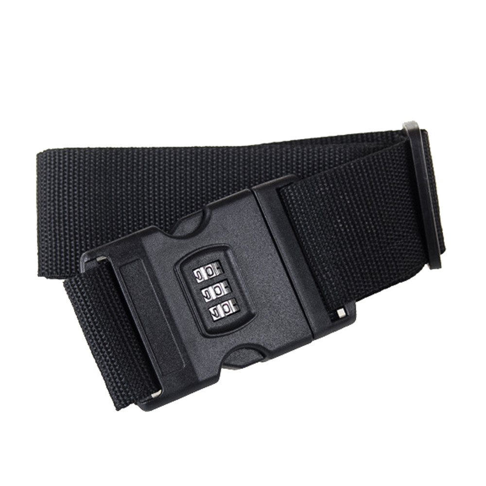 Combinação ajustável bagagem mala cintas viagem bagagem amarrar cinto bloqueio # t1p: Black 