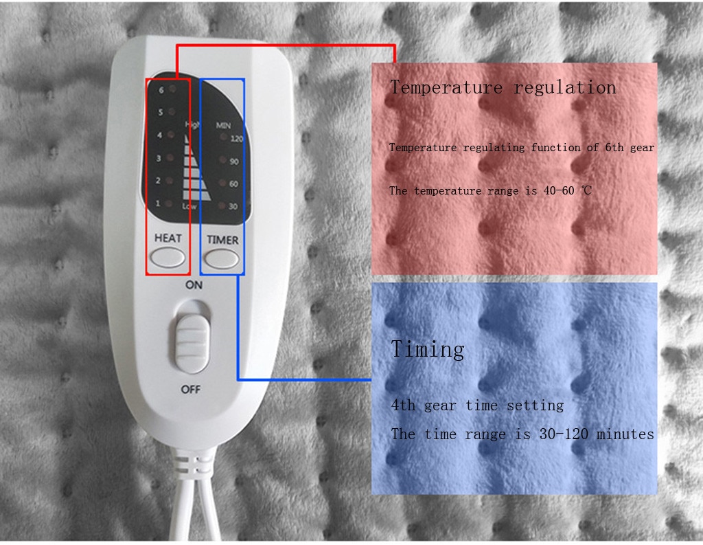 40x30cm 6-level Physiotherapy Heating Pad Electric Heating Warming Pad Heat Mat Body Pain Relief 4-timer Calefactor Eléctrico