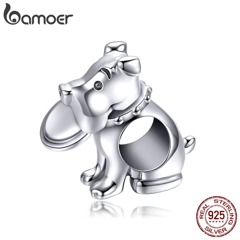 BAMOER Vendita Calda 925 sterlina d'argento Gioco Piatto con cagnolino Animale Fascino Dei Branelli misura il Braccialetto di Fascino Gioielli FAI DA TE Accessori SCC951