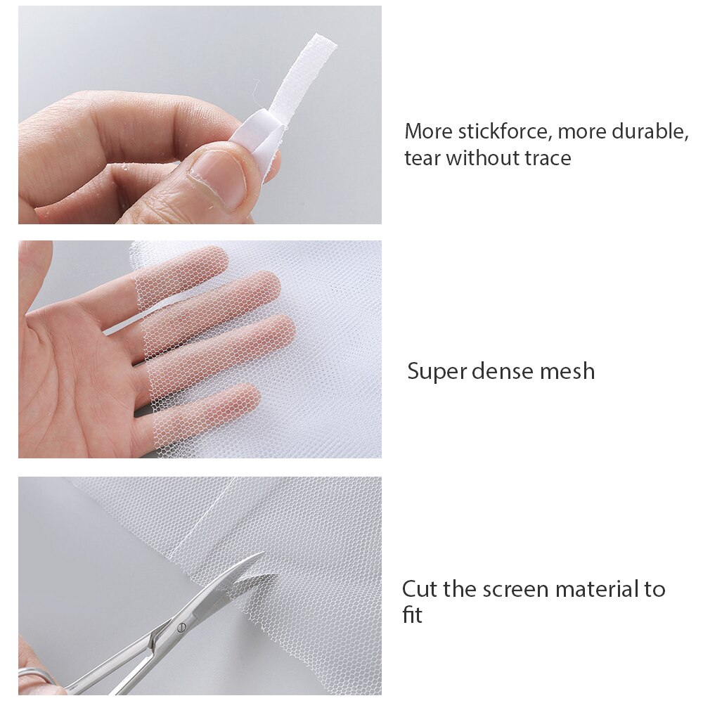 Window Screen Mosquito Net Curtain Fly Mosquito Window Net Mesh Indoor Insect Fly Screen Curtain Mesh Bug Net with Tape