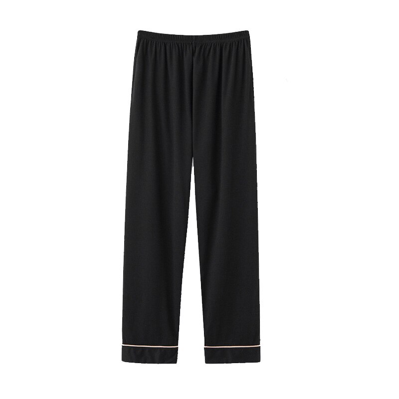 All-Match Autumn Pajamas Men&#39;s Long Trousers Solid Color Cotton Home Pants: black / XXL