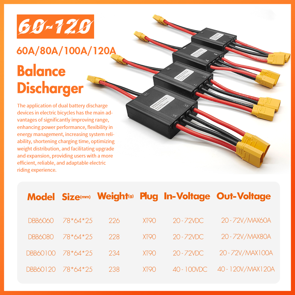 Electric Bicycle Double Battery Connection Adapter Switcher Module 20A/30A/40A Ebike 20V-72V Lithium Battery Capacity Parallel