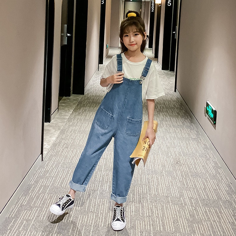 YourSeason 2020 Primavera Estate Brevi Bambini Tute e Salopette Denim Pantaloni Del Bambino di Modo Delle Ragazze Tute e Tute da Palestra Allentato del Cotone Delle Ragazze Pantaloni Della Bretella