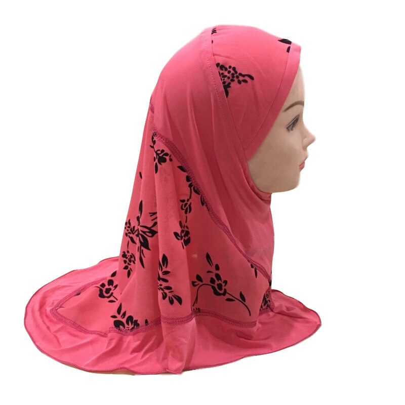 Kids Hijab Voor Moslim Meisje Kind Islam Kinderen Instant Bonnet Bloemen Hijaab Caps Islamitische Kleding Sjaal Hoofddoek: Light Red