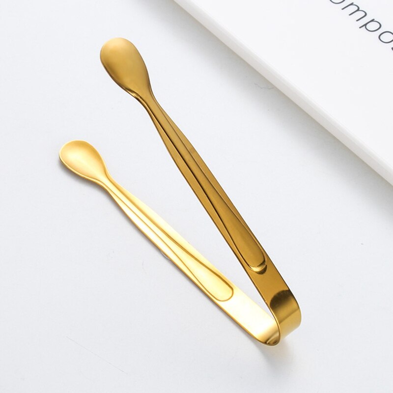 Gold Sugar Ice Cube Tongs Stainless Steel Ice Tongs Mini Metal Kitchen Food Serving Tongs Clip Tea Party Bar Kitchen Accessories: GD