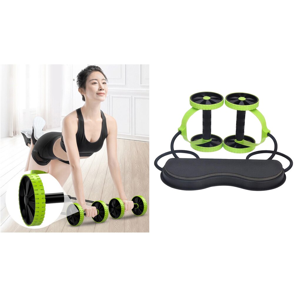 Roue à roulettes Ab avec équipement d'entraînement d'exercice de entraîneur de muscles abdominaux Mat: green