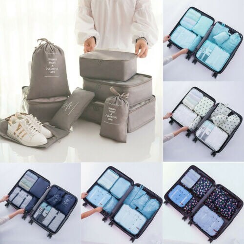8 PCS Reizen Bagage Organizer Set Rugzak Opslag Zakjes Koffer Verpakking Zakken