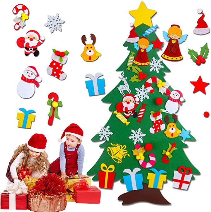 Kids Diy Vilt Kerstboom Kerst Decoraties Voor Thuis Kerstcadeau Navidad Natal Nieuwjaar Deur Muur Opknoping Decoratie