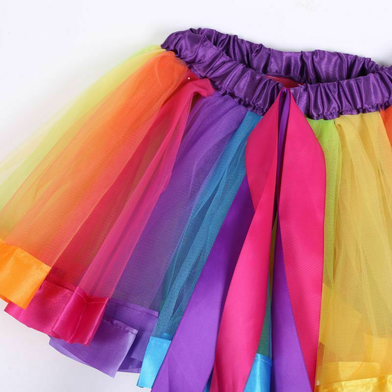 Bambini dei Capretti Delle Ragazze Arcobaleno Principessa di colore Pannello Esterno di Tulle del tutù Del Partito Del mini Vestito