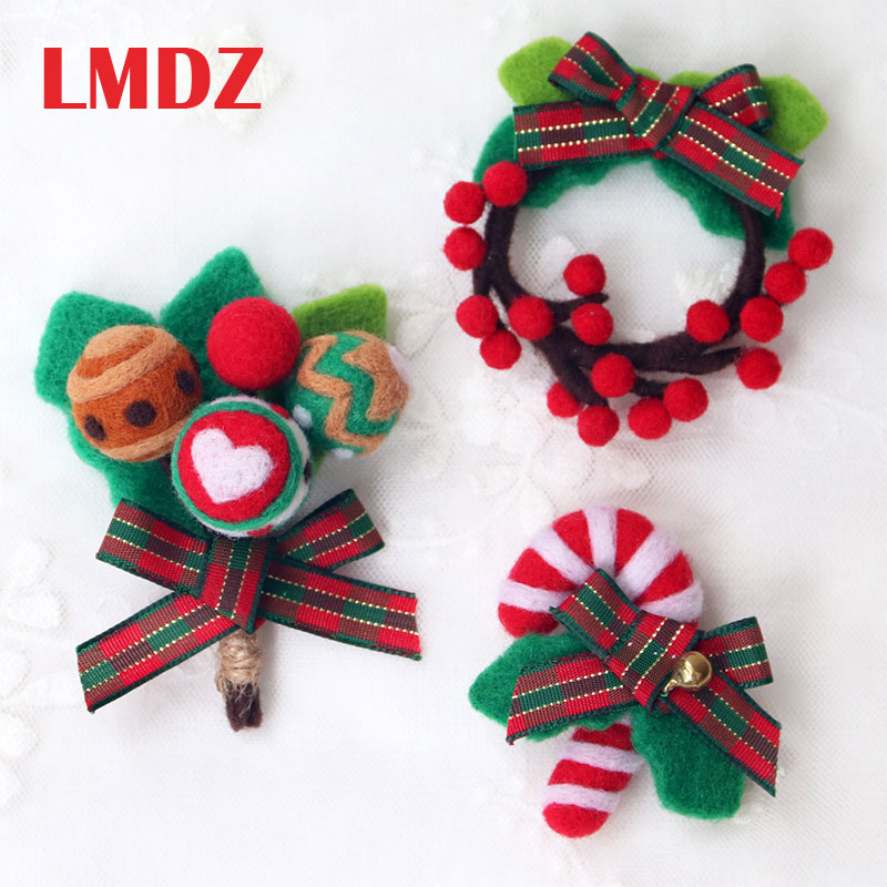 LMDZ-broche de fieltro para manualidades, Kit de fieltro de lana hecho a mano, corona de decoración de Navidad, árbol de Navidad de Santa Claus, 1 ud.