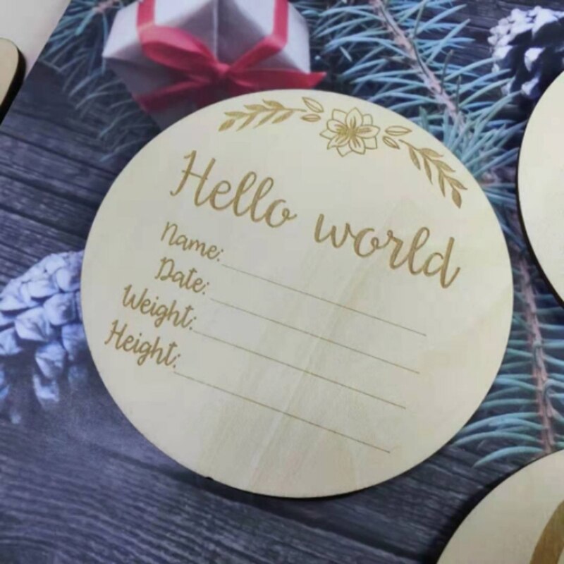 Tarjetas de madera hechas a mano para bebés, tarjetas de grabación de crecimiento mensual de recién nacidos, accesorios de fotografía para bebés de 1 a 12 meses, 1 unidad: 16