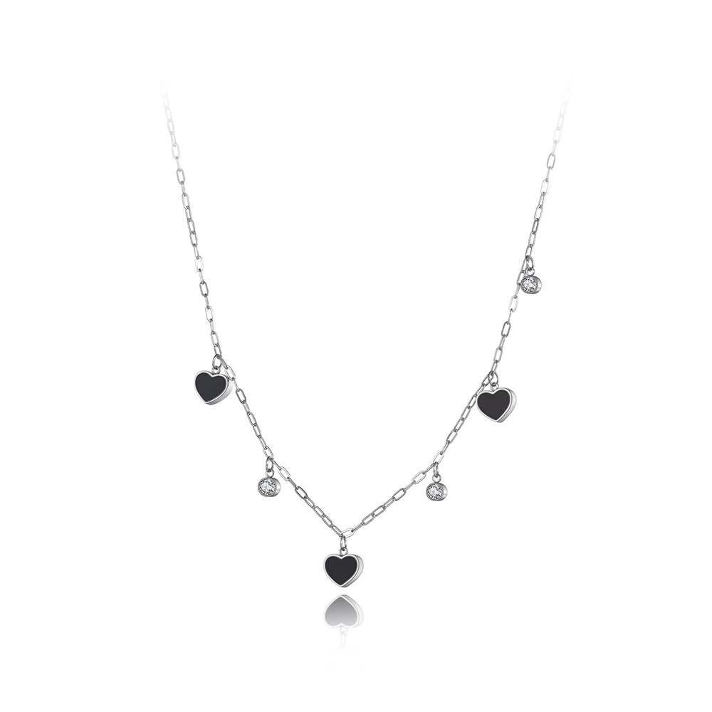 Lokaer Original CZ Crystal Heart Charm Pendant Necklace For Women Stainless Steel Bohemia Acrylic & Shell Choker Necklace N20144